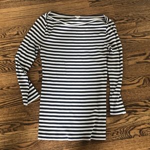 J Crew Size S Boat Neck Striped T 3/4 Sleeve